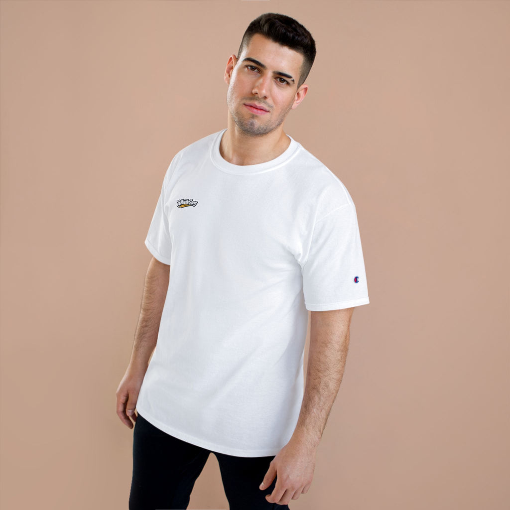 Champion T-Shirt — 'WARNING: MAY POP WHEELIES' Graphic Tee
