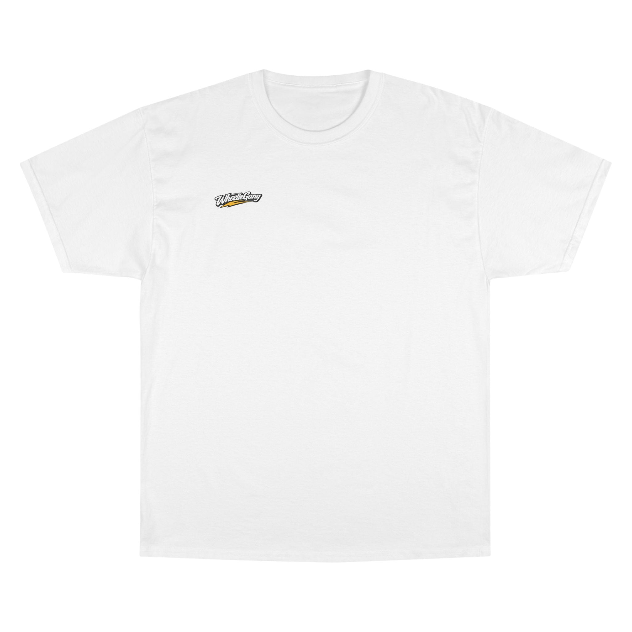Champion T-Shirt — 'WARNING: MAY POP WHEELIES' Graphic Tee
